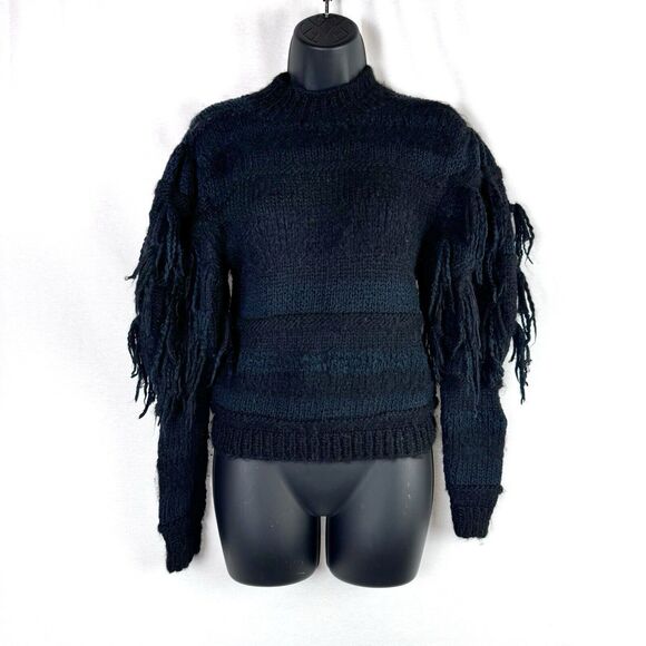 Ulla Johnson Delma Alpaca Chunky Knit Fringe Puff Sleeve Sweater Size P XS - Picture 3 of 12